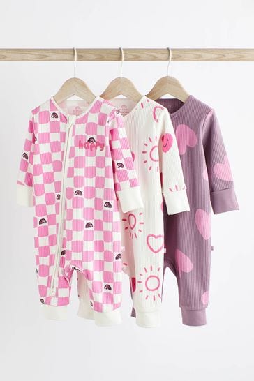 Pink Footless Baby Sleepsuits 3 Pack (0mths-3yrs)