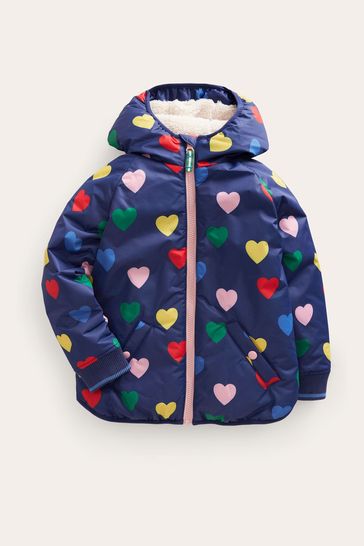 Buy Boden Blue Rainbow Printed Sherpa Lined Anorak Jacket from