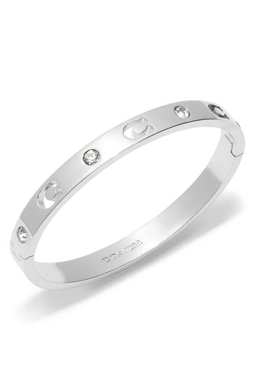 Coach silver sales signature bangle bracelet