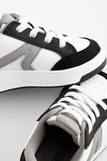 Black White Elastic Lace Trainers
