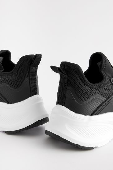 Black elastic lace trainers 2025