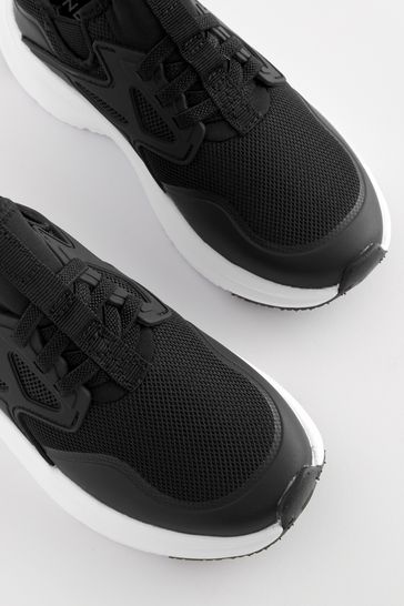Black elastic cheap lace trainers
