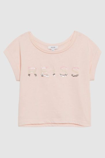Buy Reiss Pink Terry Junior Cotton Crew Neck Cropped T Shirt from Next Italy