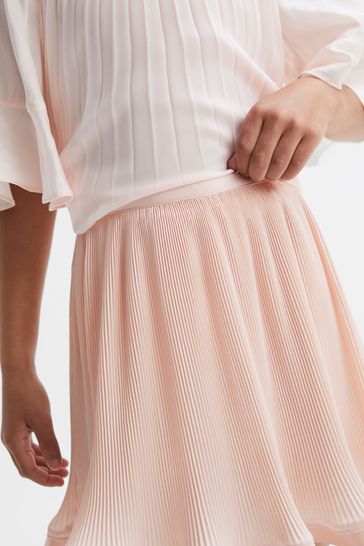 Reiss pink pleated skirt cheap