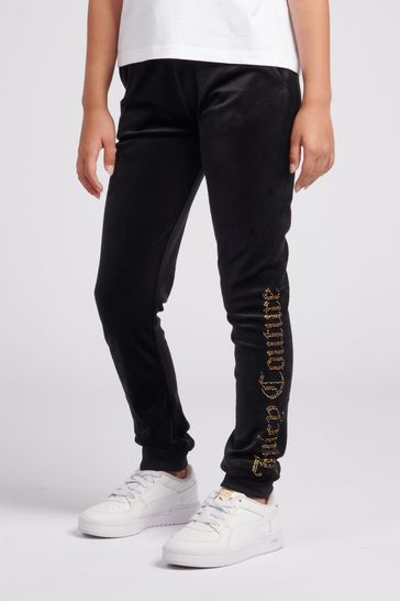 Buy Juicy Couture Girls Diamante Velour Slim Black Joggers from