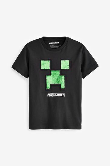 Minecraft Black/Green Flippy Sequin License T-Shirt (3-16yrs)