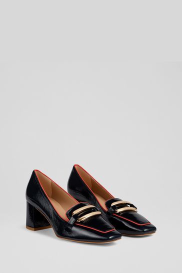 Buy LK Bennett Blue Susanna Crinkle Patent Leather Courts from Next Bahrain