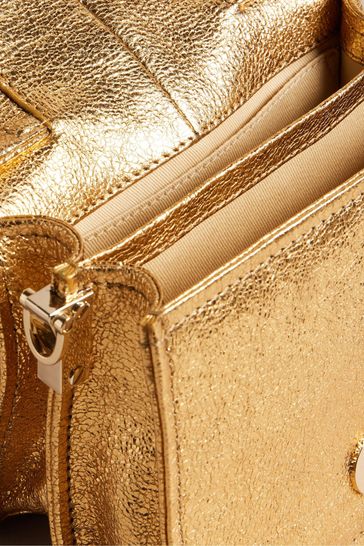 Ted Baker Gold Niasini Bow Detail Metallic Xbody Bag