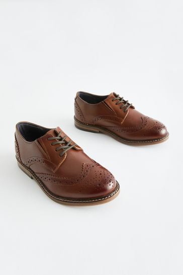 Tan Brown Lace-Up Brogue Shoes