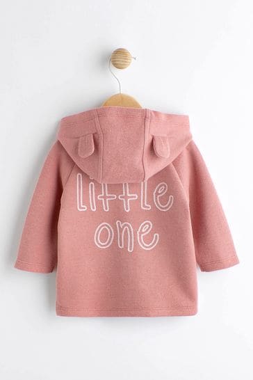 Pink Slogan Baby Hooded Cosy Jersey Jacket (0mths-3yrs)