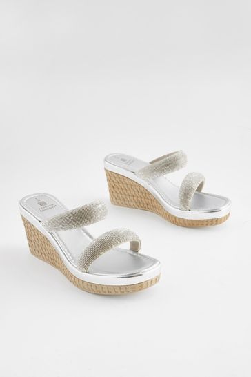 White and silver wedges hot sale