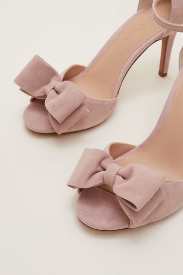 Buy Phase Eight Pink Suede Bow Front Heels from Next Australia