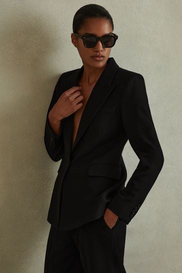 Reiss Black Gabi Tailored Single Breasted Suit Blazer