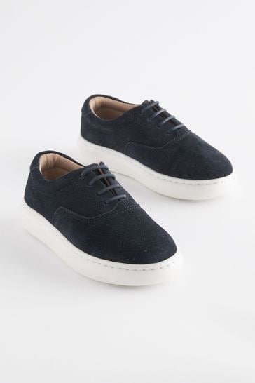 Navy Smart Leather Lace-Up Shoes