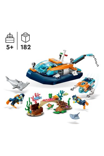 Buy LEGO City Explorer Diving Boat Set with Submarine Toy 60377 from Next Poland