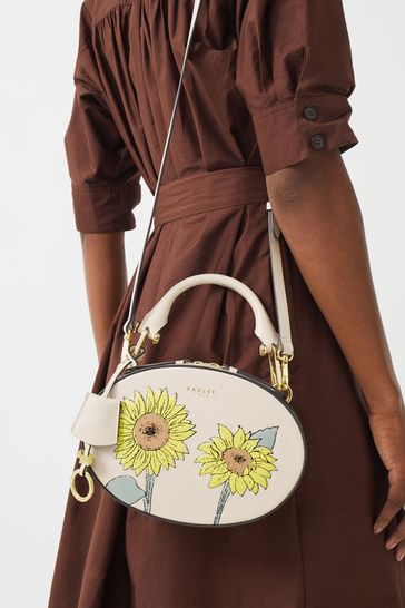 Radley London Cream Basil Street Sunflowers Small Zip-Around Grab Bag