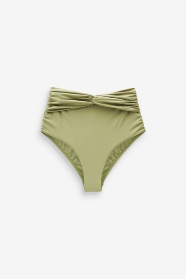 Khaki Green High Waist Bikini Bottoms