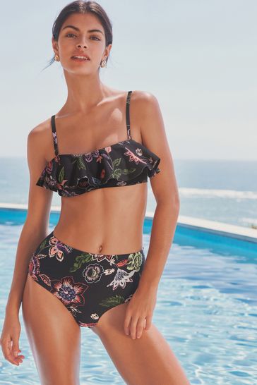Black floral sales bikini