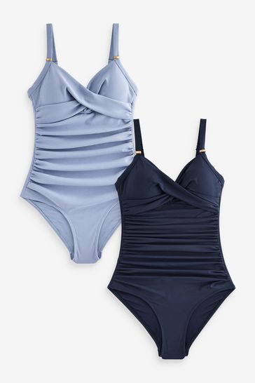 Blue / Navy Tummy Control Swimsuits 2 Pack
