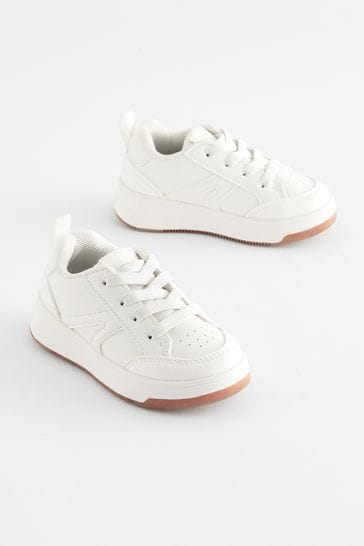 White Standard Fit (F) Elastic Lace Trainers