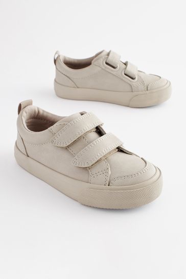 Stone Cream Standard Fit (F) Two Strap Touch Fastening Shoes