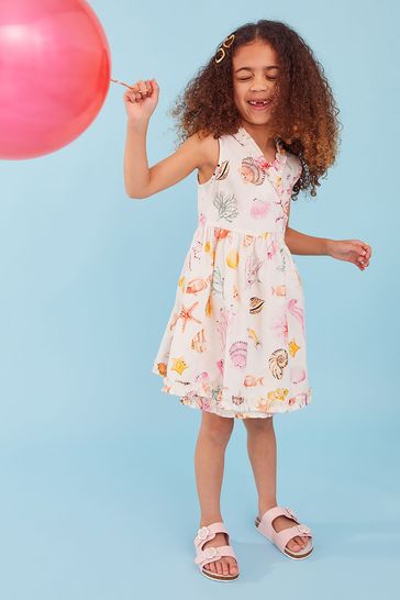 Angels By Accessorize Kids Shell and Fish Print White Dress