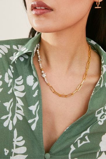 Buy Accessorize Gold Tone 14ct Keshi Pearl Necklace from Next