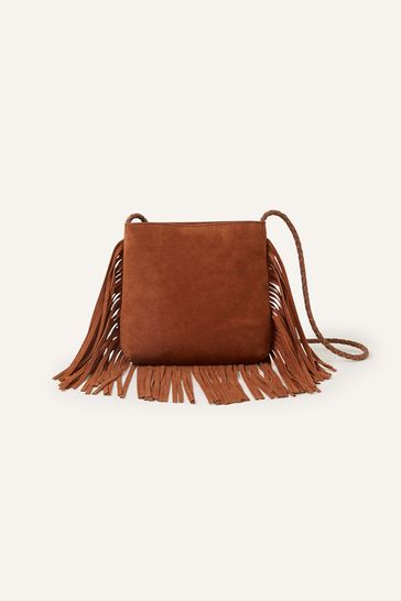 Buy Accessorize Natural Leather Fringe Cross-Body Bag from Next USA