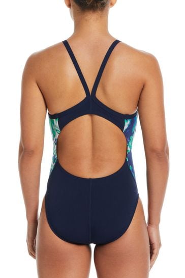 Nike Swim Blue Racerback Splice One Piece Swimsuit