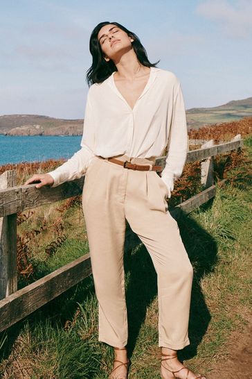 Laura Ashley Stone Tapered Trousers and Belt