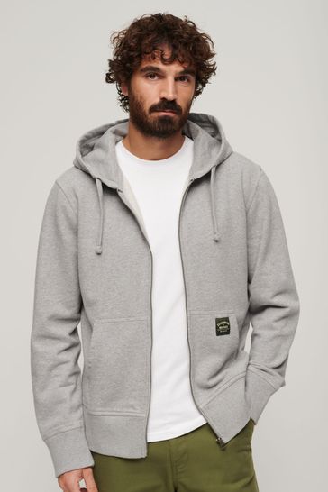 Superdry Grey Contrast Stitch Relax Zip Hoodie