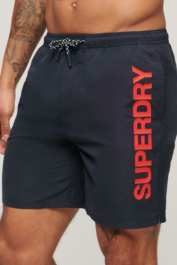 Superdry Blue Sport Graphic 17" Swim Shorts