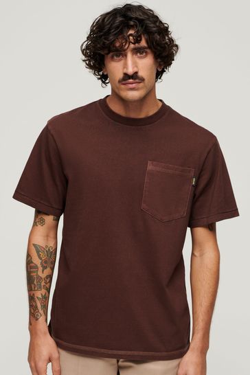Superdry Brown Contrast Stitch Pocket T-Shirt