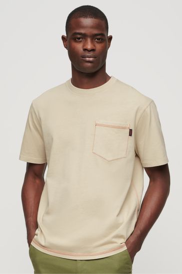 Contrast stitch pocket tee sales