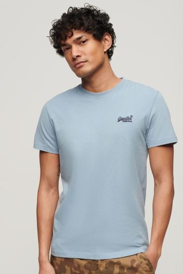 Superdry Light Blue Organic Cotton Vintage Embroidered T-Shirt