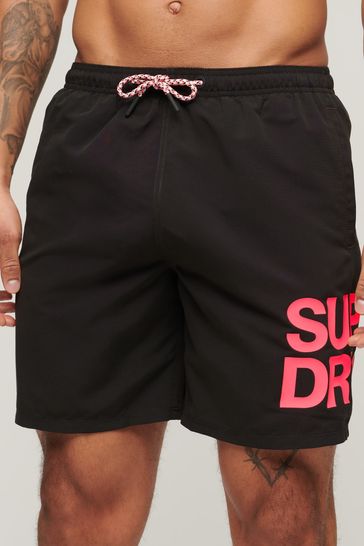 Superdry Black Sportswear Logo 17" Swim Shorts