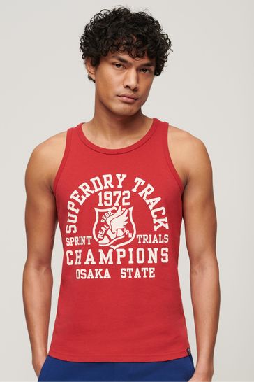 Superdry Red Track and Field Ath Graphic Vest