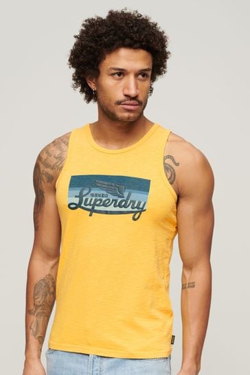 Superdry Yellow Cali Striped Logo Vest
