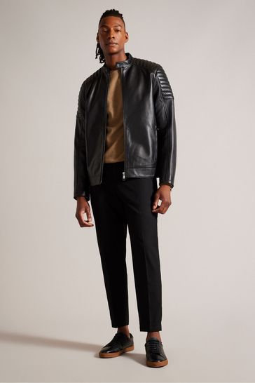 Ted baker black leather jacket top