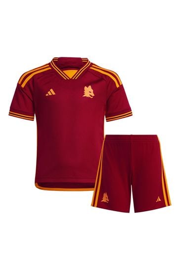 adidas Red AS Roma Home Top And Short Set Minikit