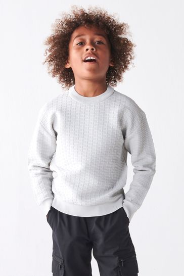 River Island Grey Boys Brick Stitch Jumper