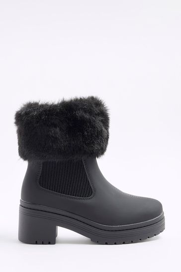 Buy River Island Girls Faux Fur Cuff Heel Boots bei Next Deutschland
