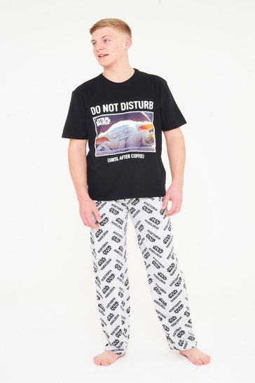 Brand Threads Black Star Wars The Mandolorian Mens Pyjama Set