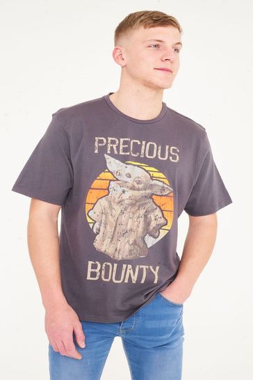 Brand Threads Grey Mens BCI Disney Baby Yoda T-Shirt