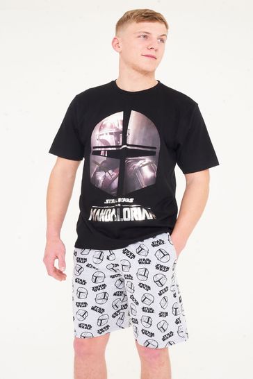 Brand Threads Black Star Wars Mandalorian Mens Short Pyjama Set