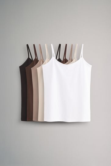 The Set Black/Nude/White 5 Pack Thin Strap Vest Tops