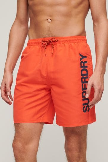 Superdry Orange Sport Graphic 17" Swim Shorts