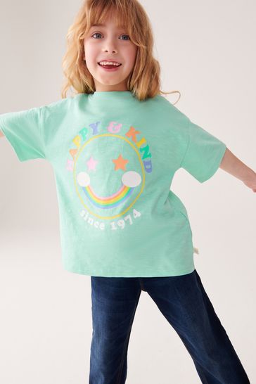 Little Bird by Jools Oliver Turquoise Blue Short Sleeve Colourful Relaxed Fit T-Shirt