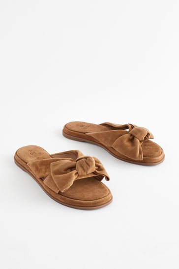 Buy Tan Brown Forever Comfort Bow Mule Sandals from Next Israel