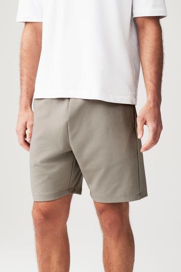 Grey Straight Zip Pocket Jersey Shorts